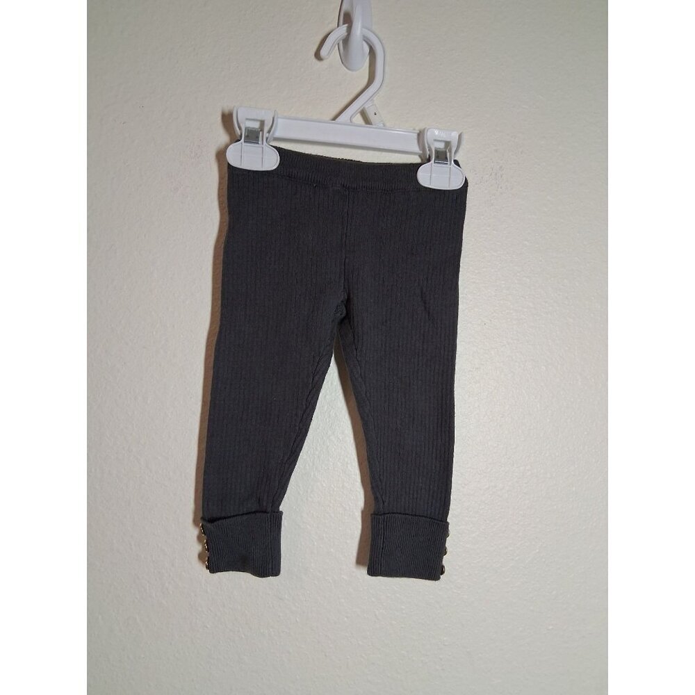 Carter's Pants Knit Rolled Cuff Cute Buttons Casual Gray Baby Girl Size 9 Months